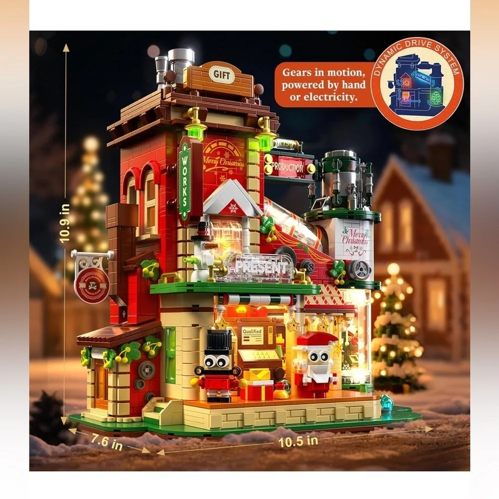 Christmas Gift Factory Building Blocks Set 2775 pcs Light-Up DIY Holiday Village - Picture 10 of 15